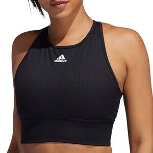 Adidas Primegreen Black Ribbed High Neck Sports Bra – Size M